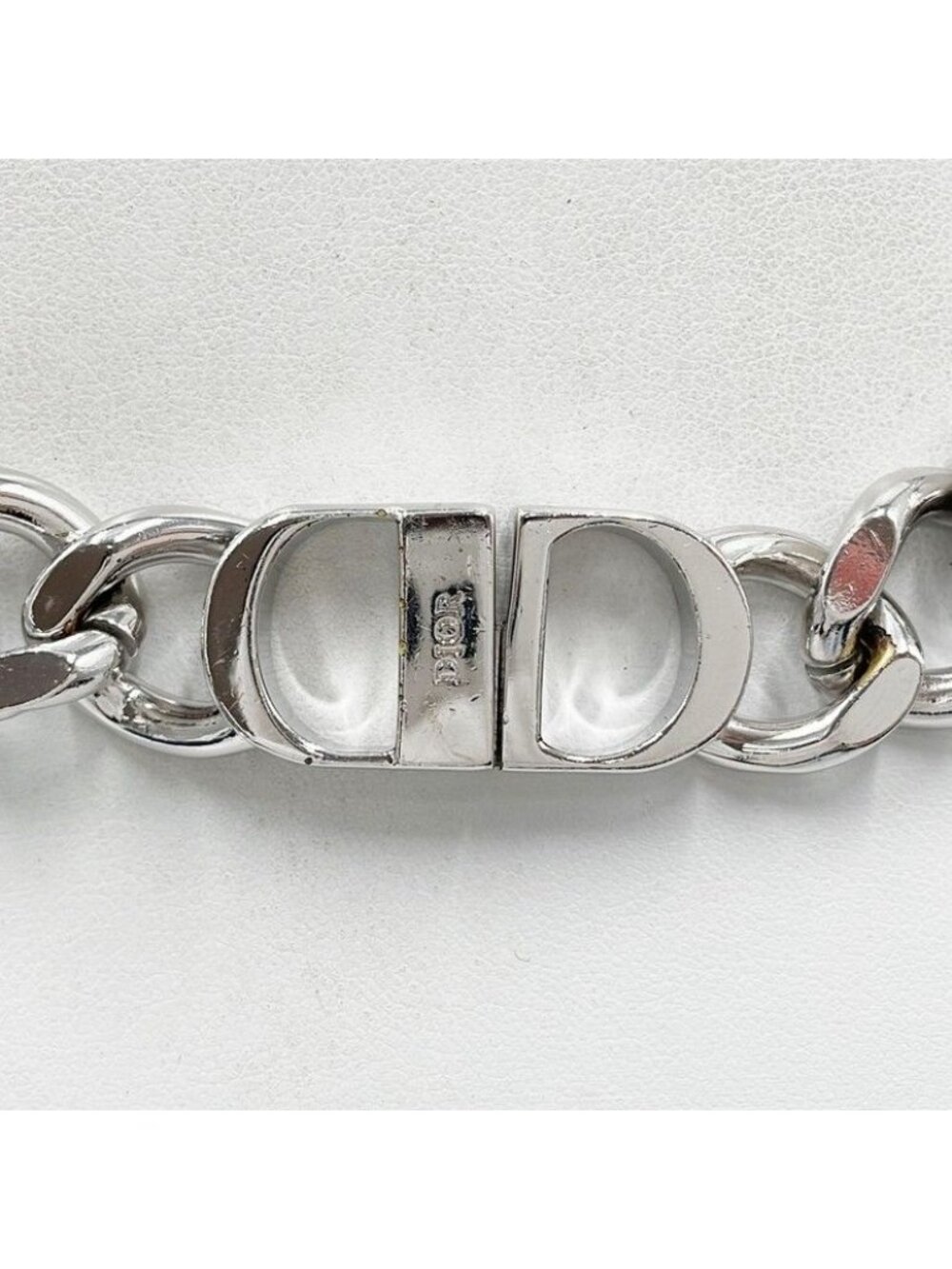 Dior Necklace Chain Link Silver Metal CD Logo - Picture 3 of 5